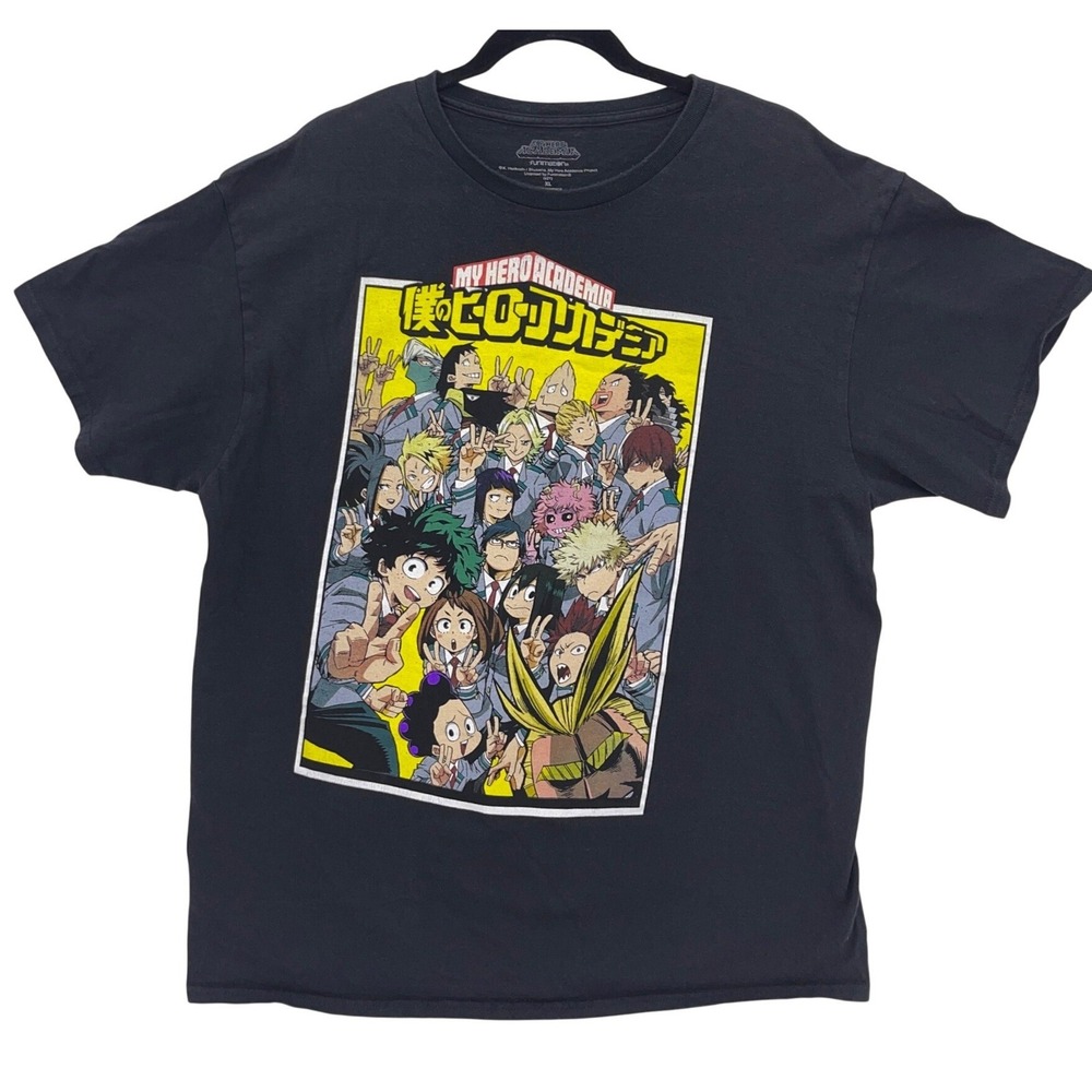 My Hero Academia Black Graphic T-Shirt XL Short Sleeve Anime Character Group